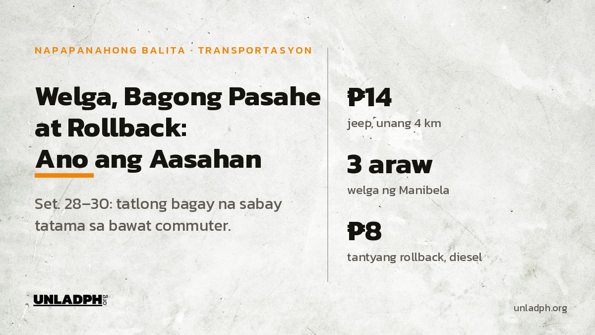 Welga at Bagong Pasahe: Ano ang Aasahan Set. 28–30
