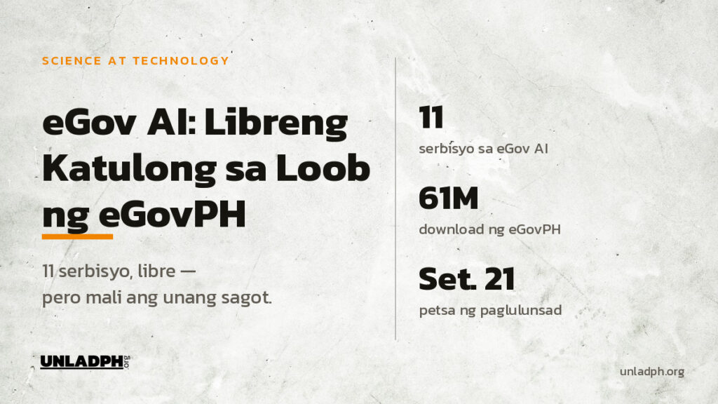Inilunsad ang eGov AI noong Setyembre 21, 2026 na may labing-isang libreng serbisyo sa loob ng eGovPH app na may 61 milyong download.