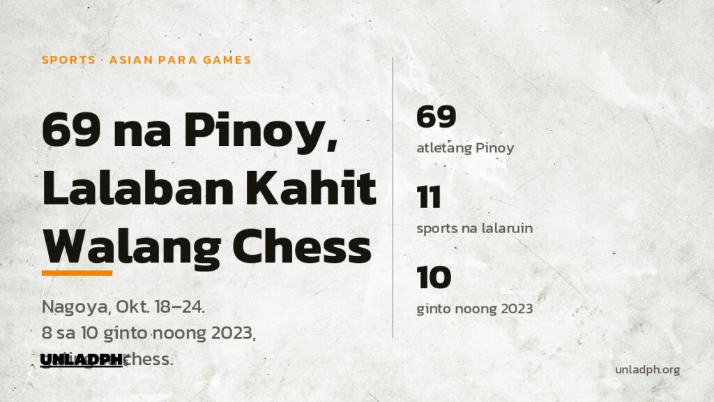 Animnapu't siyam na atletang Pilipino ang lalaban sa Asian Para Games 2026 sa Nagoya, Japan, mula Oktubre 18 hanggang 24, kahit wala na ang chess.