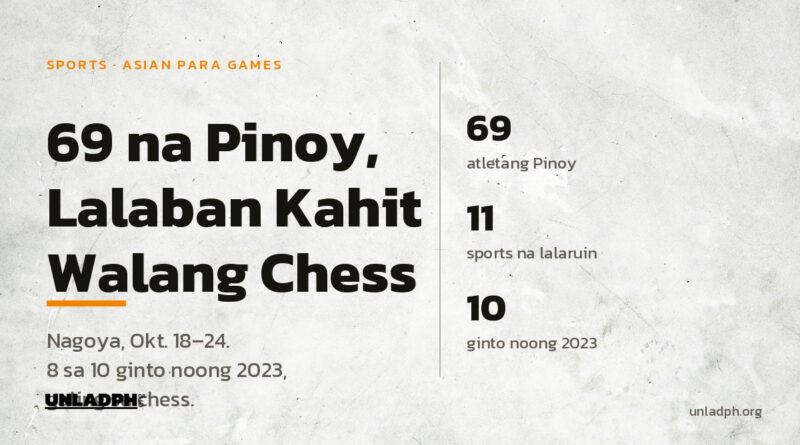 Animnapu't siyam na atletang Pilipino ang lalaban sa Asian Para Games 2026 sa Nagoya, Japan, mula Oktubre 18 hanggang 24, kahit wala na ang chess.