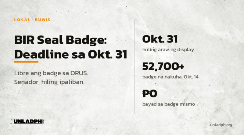 BIR Registration Seal Badge: deadline sa Oktubre 31, 2026, mahigit 52,700 ang nakakuha na, at libre ang badge sa ORUS.