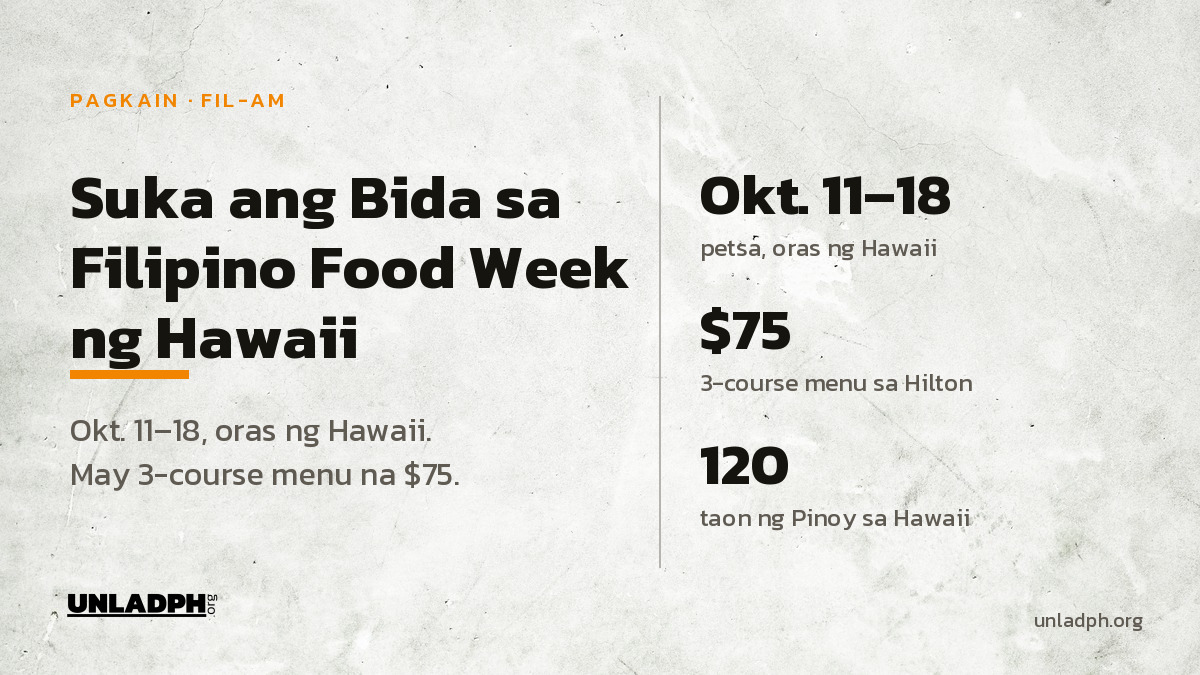 Filipino Food Week sa Hawaii: Suka ang Bida, Okt. 11–18