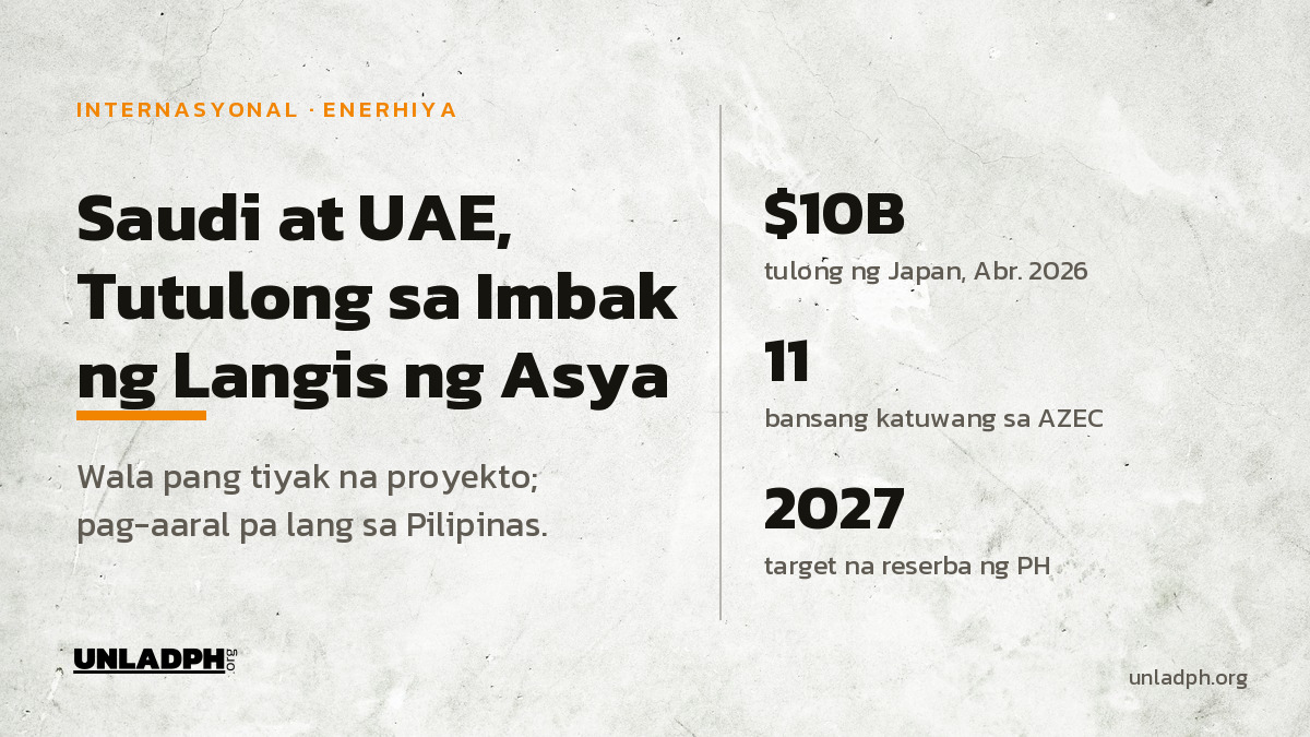 Saudi at UAE, Tutulong sa Imbak ng Langis ng Asya
