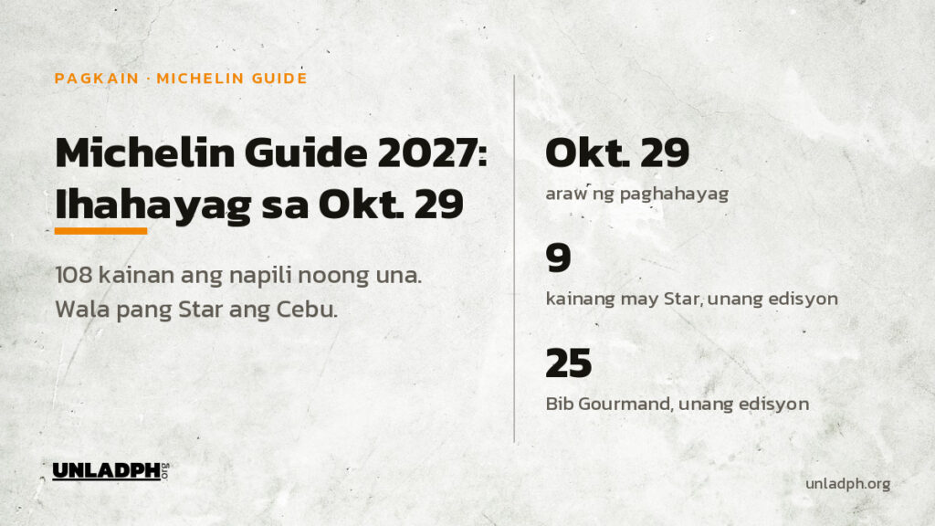 Michelin Guide 2027 ihahayag sa Oktubre 29, 2026; 108 kainan ang napili sa unang edisyon at wala pang Star ang Cebu.