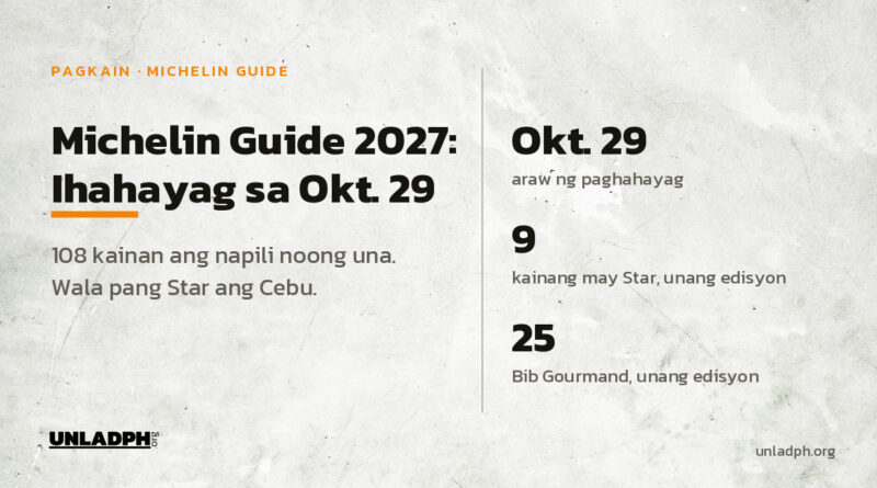 Michelin Guide 2027 ihahayag sa Oktubre 29, 2026; 108 kainan ang napili sa unang edisyon at wala pang Star ang Cebu.