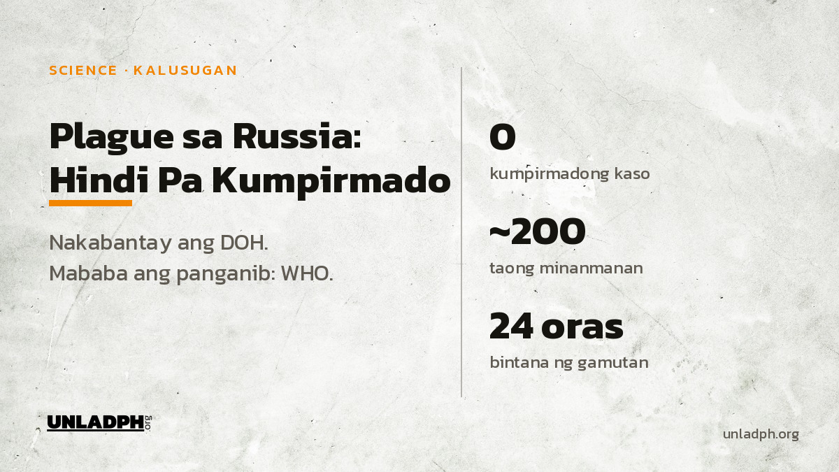 Plague sa Russia: Hindi Pa Kumpirmado, DOH Nakabantay