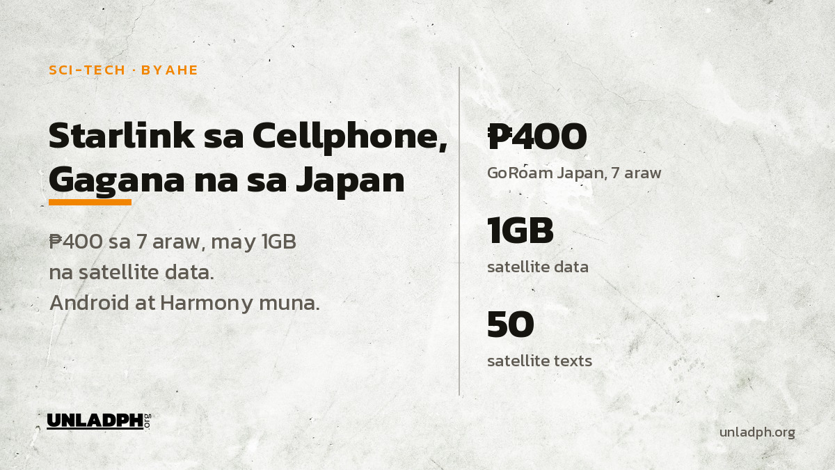 Starlink sa Cellphone sa Japan: ₱400, 7 Araw sa Globe