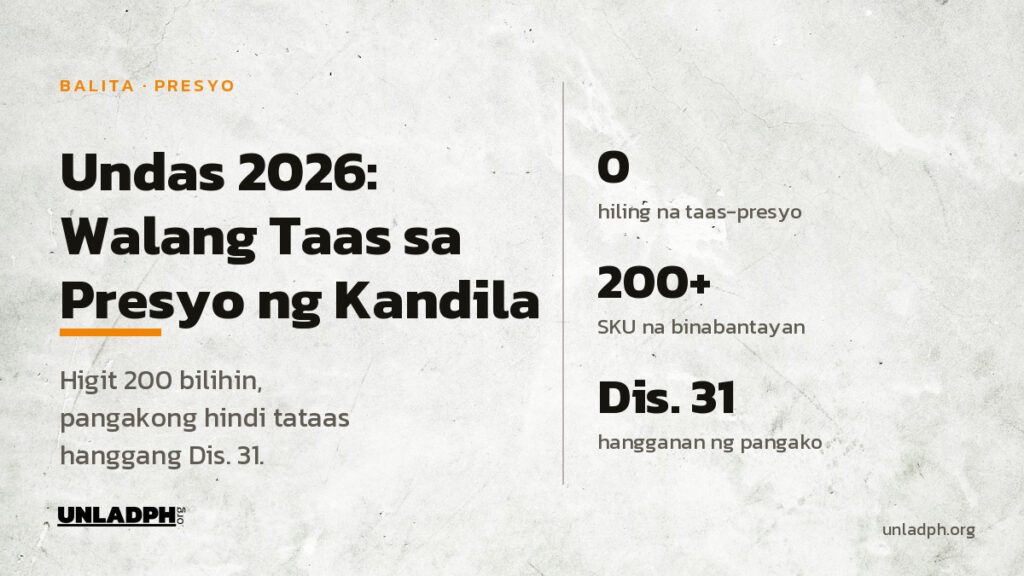 Undas 2026: walang taas sa presyo ng kandila, at higit 200 pangunahing bilihin ang pangakong hindi tataas hanggang Disyembre 31 ayon sa DTI.