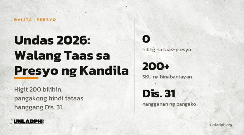 Undas 2026: walang taas sa presyo ng kandila, at higit 200 pangunahing bilihin ang pangakong hindi tataas hanggang Disyembre 31 ayon sa DTI.